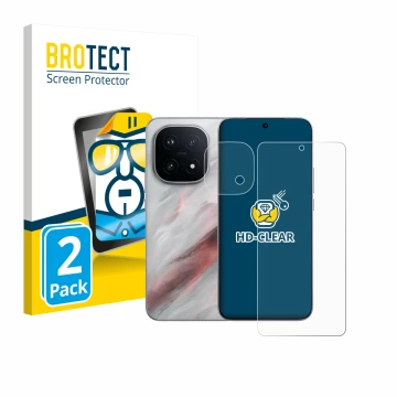 Parte frontale di una confezione del prodotto con il logo del marchio BROTECT. Accanto è raffigurato il dispositivo Vivo iQOO 