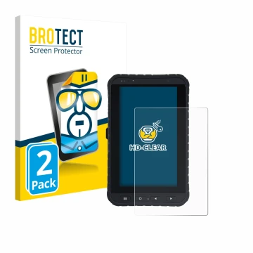 Parte frontale di una confezione del prodotto con il logo del marchio BROTECT. Accanto è raffigurato il dispositivo Winmate M7