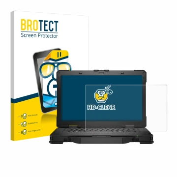 Parte frontale di una confezione del prodotto con il logo del marchio BROTECT. Accanto è raffigurato il dispositivo Dell Pro R