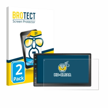 Parte frontale di una confezione del prodotto con il logo del marchio BROTECT. Accanto è raffigurato il dispositivo Atoto F7 W