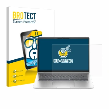 Parte frontale di una confezione del prodotto con il logo del marchio BROTECT. Accanto è raffigurato il dispositivo HP ProBook