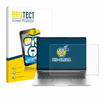 Parte frontale di una confezione del prodotto con il logo del marchio BROTECT. Accanto è raffigurato il dispositivo HP ProBook