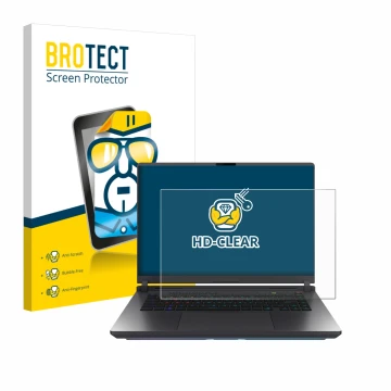 Parte frontale di una confezione del prodotto con il logo del marchio BROTECT. Accanto è raffigurato il dispositivo ASUS ROG S