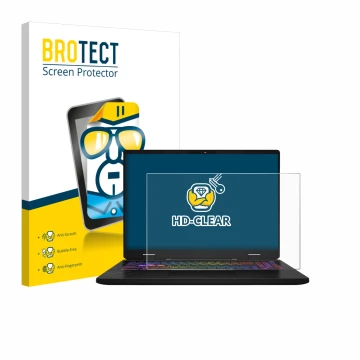 Parte frontale di una confezione del prodotto con il logo del marchio BROTECT. Accanto è raffigurato il dispositivo MSI Vector