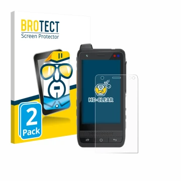 Parte frontale di una confezione del prodotto con il logo del marchio BROTECT. Accanto è raffigurato il dispositivo Uniwa F400