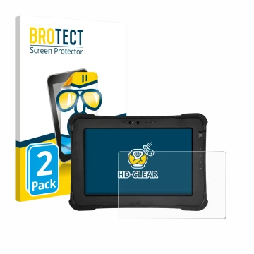 Parte frontale di una confezione del prodotto con il logo del marchio BROTECT. Accanto è raffigurato il dispositivo Zebra XSla