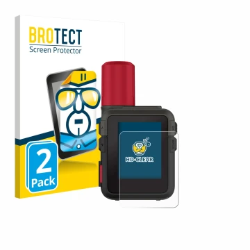 Parte frontale di una confezione del prodotto con il logo del marchio BROTECT. Accanto è raffigurato il dispositivo Garmin inR