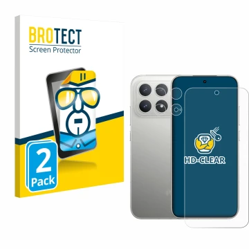 Parte frontale di una confezione del prodotto con il logo del marchio BROTECT. Accanto è raffigurato il dispositivo Xiaomi Poc