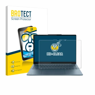 Parte frontale di una confezione del prodotto con il logo del marchio BROTECT. Accanto è raffigurato il dispositivo Lenovo Yog