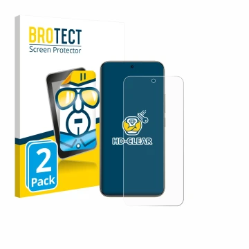 Parte frontale di una confezione del prodotto con il logo del marchio BROTECT. Accanto è raffigurato il dispositivo Xiaomi Red