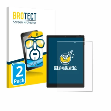 Parte frontale di una confezione del prodotto con il logo del marchio BROTECT. Accanto è raffigurato il dispositivo Hannspree 