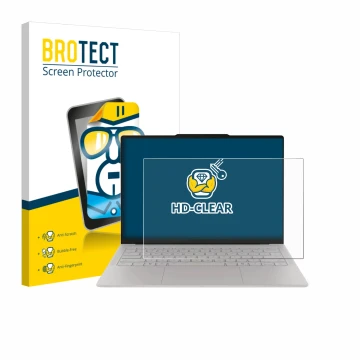 Parte frontale di una confezione del prodotto con il logo del marchio BROTECT. Accanto è raffigurato il dispositivo Lenovo Yog