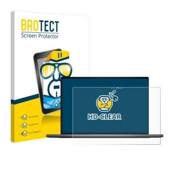 Parte frontale di una confezione del prodotto con il logo del marchio BROTECT. Accanto è raffigurato il dispositivo Dell XPS 1