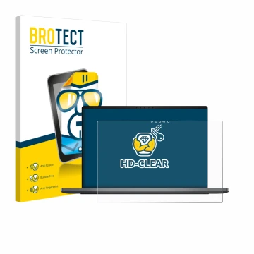 Parte frontale di una confezione del prodotto con il logo del marchio BROTECT. Accanto è raffigurato il dispositivo Dell XPS 1