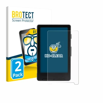 Parte frontale di una confezione del prodotto con il logo del marchio BROTECT. Accanto è raffigurato il dispositivo Xteink X4 