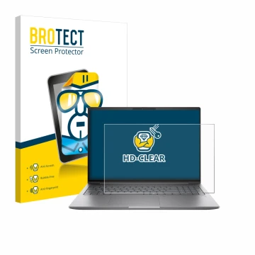Parte frontale di una confezione del prodotto con il logo del marchio BROTECT. Accanto è raffigurato il dispositivo HP Zbook X