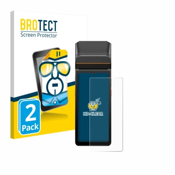 Parte frontale di una confezione del prodotto con il logo del marchio BROTECT. Accanto è raffigurato il dispositivo Sunmi V3 A