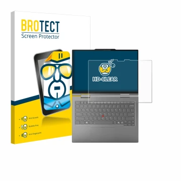 Parte frontale di una confezione del prodotto con il logo del marchio BROTECT. Accanto è raffigurato il dispositivo Lenovo Thi