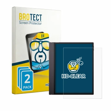Parte frontale di una confezione del prodotto con il logo del marchio BROTECT. Accanto è raffigurato il dispositivo Boox Note 