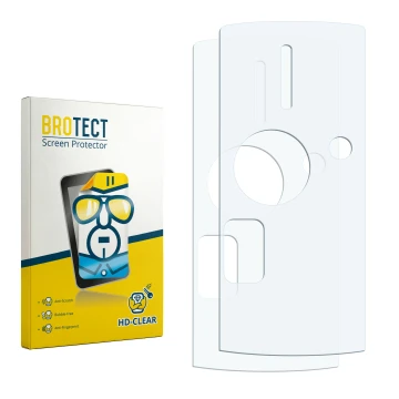Parte frontale di una confezione del prodotto con il logo del marchio BROTECT. Accanto si trova la protezione per lo schermo c