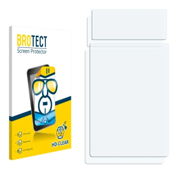 Parte frontale di una confezione del prodotto con il logo del marchio BROTECT. Accanto si trova la protezione per lo schermo c