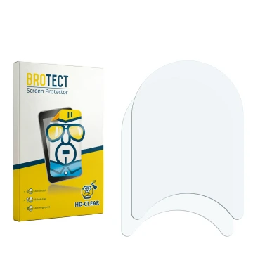 Parte frontale di una confezione del prodotto con il logo del marchio BROTECT. Accanto si trova la protezione per lo schermo c