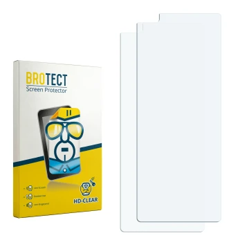 Parte frontale di una confezione del prodotto con il logo del marchio BROTECT. Accanto si trova la protezione per lo schermo c