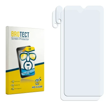 Parte frontale di una confezione del prodotto con il logo del marchio BROTECT. Accanto si trova la protezione per lo schermo c
