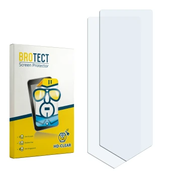 Parte frontale di una confezione del prodotto con il logo del marchio BROTECT. Accanto si trova la protezione per lo schermo c