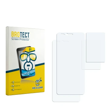Parte frontale di una confezione del prodotto con il logo del marchio BROTECT. Accanto si trova la protezione per lo schermo c
