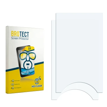 Parte frontale di una confezione del prodotto con il logo del marchio BROTECT. Accanto si trova la protezione per lo schermo c