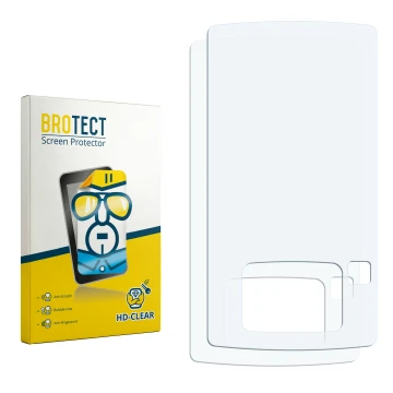 Parte frontale di una confezione del prodotto con il logo del marchio BROTECT. Accanto si trova la protezione per lo schermo c