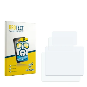 Parte frontale di una confezione del prodotto con il logo del marchio BROTECT. Accanto si trova la protezione per lo schermo c