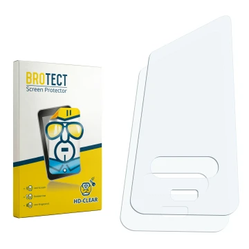 Parte frontale di una confezione del prodotto con il logo del marchio BROTECT. Accanto si trova la protezione per lo schermo c
