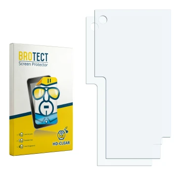 Parte frontale di una confezione del prodotto con il logo del marchio BROTECT. Accanto si trova la protezione per lo schermo c