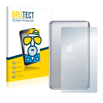Parte frontale di una confezione del prodotto con il logo del marchio BROTECT. Accanto è raffigurato il dispositivo Apple iPod