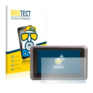 Parte frontale di una confezione del prodotto con il logo del marchio BROTECT. Accanto è raffigurato il dispositivo Garmin zum