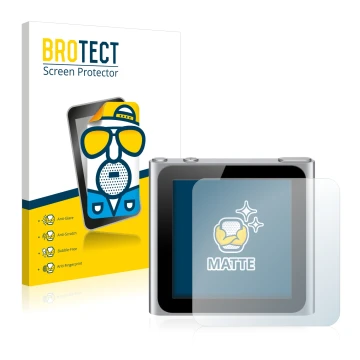 Parte frontale di una confezione del prodotto con il logo del marchio BROTECT. Accanto è raffigurato il dispositivo Apple iPod