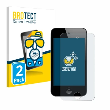 Parte frontale di una confezione del prodotto con il logo del marchio BROTECT. Accanto è raffigurato il dispositivo Apple iPod
