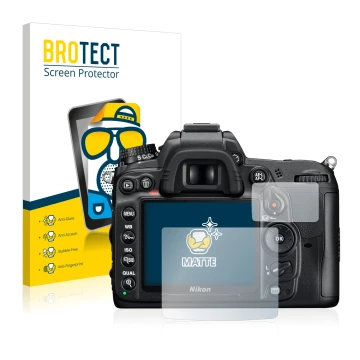 Parte frontale di una confezione del prodotto con il logo del marchio BROTECT. Accanto è raffigurato il dispositivo Nikon D700