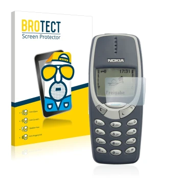 Parte frontale di una confezione del prodotto con il logo del marchio BROTECT. Accanto è raffigurato il dispositivo Nokia 3310