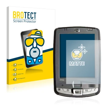 Parte frontale di una confezione del prodotto con il logo del marchio BROTECT. Accanto è raffigurato il dispositivo HP iPAQ hx