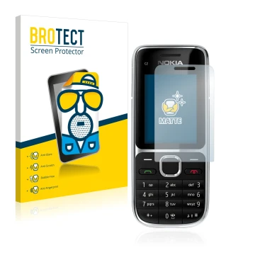 Parte frontale di una confezione del prodotto con il logo del marchio BROTECT. Accanto è raffigurato il dispositivo Nokia C2-0