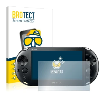 Parte frontale di una confezione del prodotto con il logo del marchio BROTECT. Accanto è raffigurato il dispositivo Sony Plays