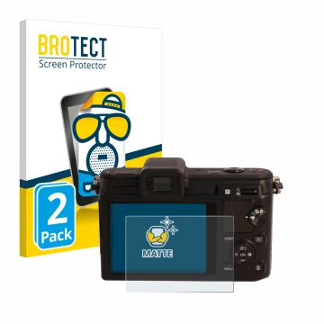 Parte frontale di una confezione del prodotto con il logo del marchio BROTECT. Accanto è raffigurato il dispositivo Nikon 1 V1