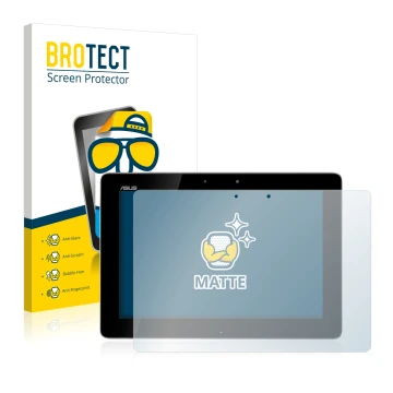 Parte frontale di una confezione del prodotto con il logo del marchio BROTECT. Accanto è raffigurato il dispositivo ASUS Trans