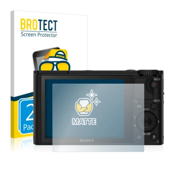 Parte frontale di una confezione del prodotto con il logo del marchio BROTECT. Accanto è raffigurato il dispositivo Sony Cyber