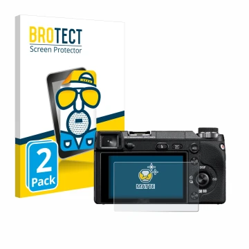 Parte frontale di una confezione del prodotto con il logo del marchio BROTECT. Accanto è raffigurato il dispositivo Sony Alpha