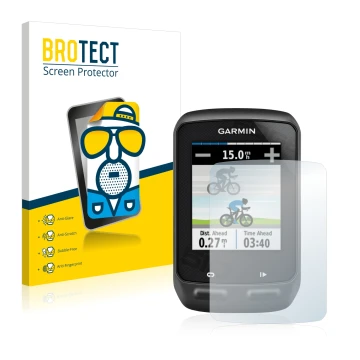 Parte frontale di una confezione del prodotto con il logo del marchio BROTECT. Accanto è raffigurato il dispositivo Garmin Edg