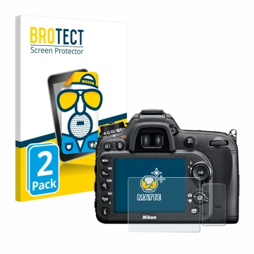 Parte frontale di una confezione del prodotto con il logo del marchio BROTECT. Accanto è raffigurato il dispositivo Nikon D710